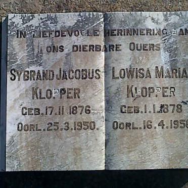 KLOPPER Sybrand Jacobus 1876-1950 &amp; Lowisa Maria 1878-1950