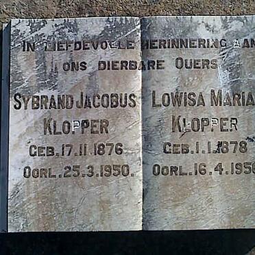 KLOPPER Sybrand Jacobus 1876-1950 &amp; Lowisa Maria 1878-1950