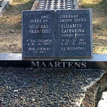 MAARTENS Nicolaas Francois 1908-1999 &amp; Elizabeth Catharina STEYN 1917-2003