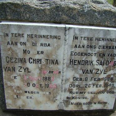 ZYL Hendrik Salomon, van 1884-1949 &amp; Gezina Christina DE BRUYN 1885-1965
