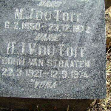 TOIT M.J., du 1950-1972 :: DU TOIT H.J.V. nee VAN STRAATEN 1921-1974
