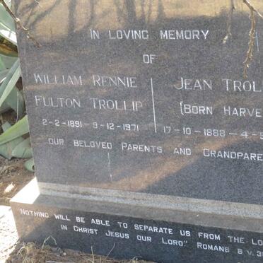 TROLLIP William Rennie Fulton 1891-1971 &amp; Jean HARVEY 1888-1969