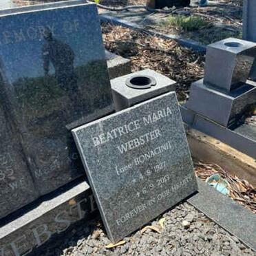 WEBSTER Beatrice Maria nee BONACINI 1927-2013