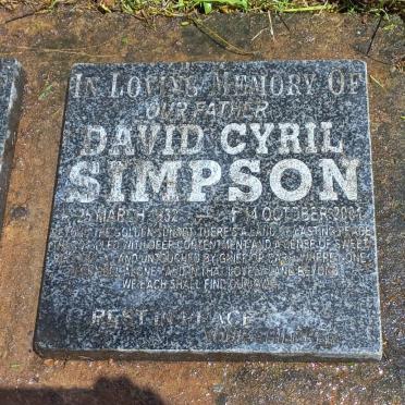 SIMPSON David Cyril 1932-2001