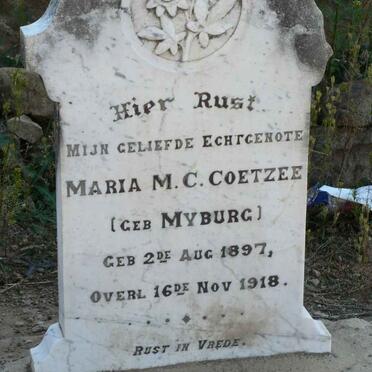 COETZEE Maria M.C. nee MYBURG 1897-1918