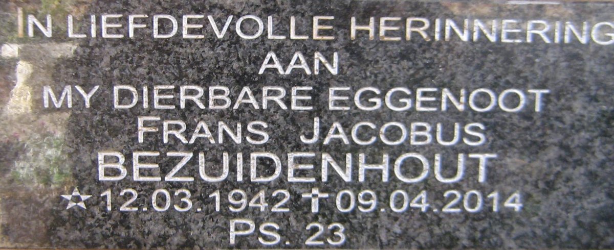 BEZUIDENHOUT Frans Jacobus 1942-2014