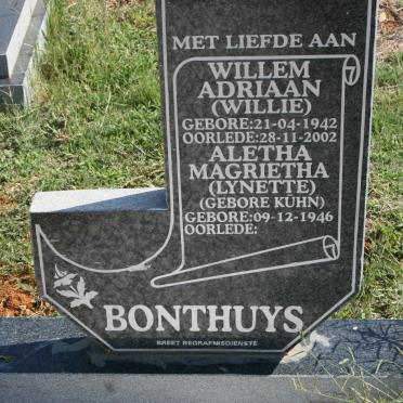 BONTHUYS Willem Adriaan 1942-2002 &amp; Aletha Magrietha KUHN 1946-