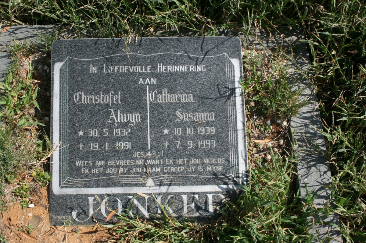 JONKER Christofel Alwyn 1932-1991 & Catharina Susanna 1939-1993
