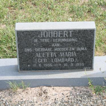 JOUBERT Aletta Maria nee LOMBARD 1905-1995