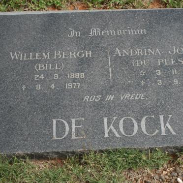 KOCK Willem Bergh, de 1888-1977 &amp; Andrina Johanna DU PLESSIS 1892-1978