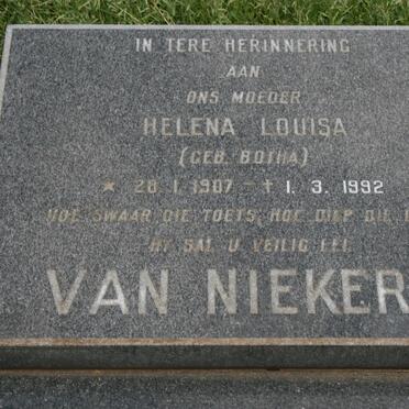 NIEKERK Helena Louisa, van nee BOTHA 1907-1992