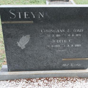 STEYN Christiaan F. 1915-1975 &amp; Judith C. 1920-2003