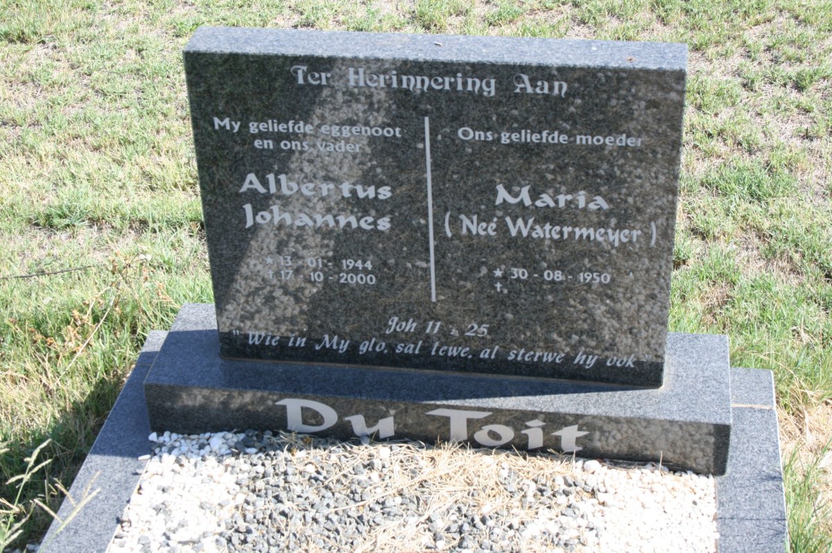 TOIT Albertus Johannes, du 1944-2000 & Maria WATERMEYER 1950-