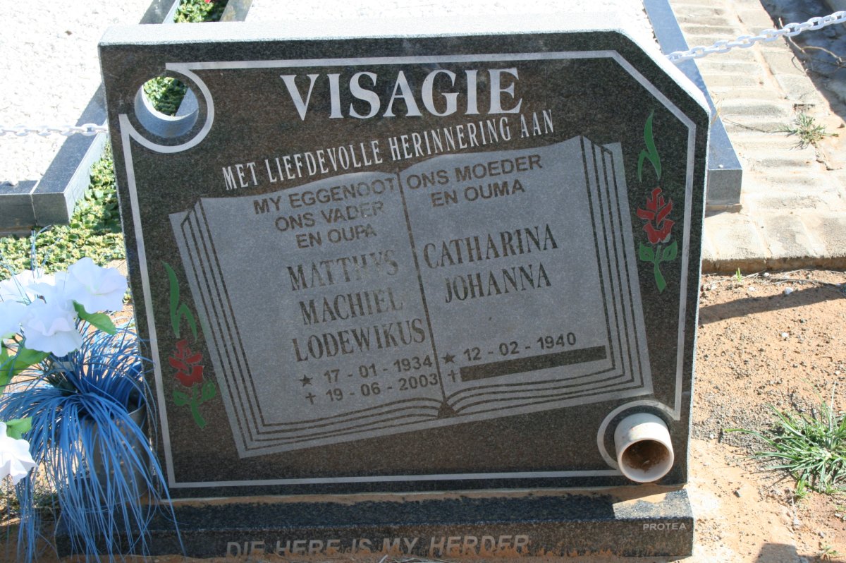 VISAGIE Mattys Machiel Lodewikus 1934-2003 & Catharina Johanna 1940-