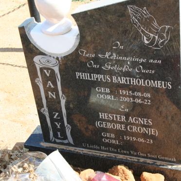 ZYL Philippus Bartholomeus, van 1915-2003 &amp; Hester Agnes CRONJE 1919-