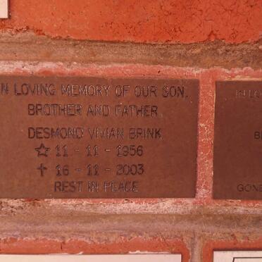 BRINK Desmond Vivian 1956-2003 :: BRINK Doreen 1936-2006