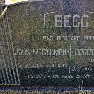 BEGG John McCLUMPHY 1871-1945 &amp; Dorothea J.C. HEFER 1873-1955