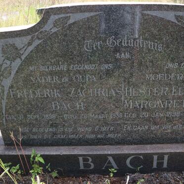 BACH Frederik Zacharia 1896-1958 &amp; Hester Elizabetha Margaretha 1898-1970