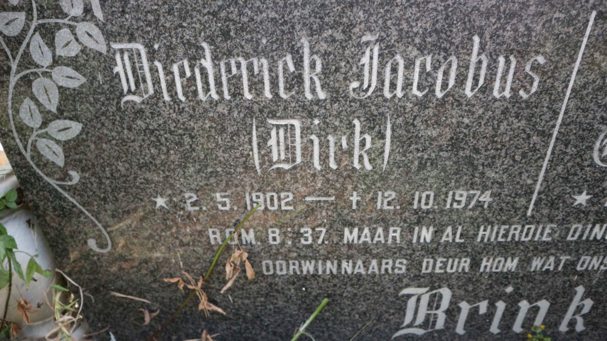 BRINK Diederick Jacobus 1902-1974 & Dora KRUGER 1913-1978
