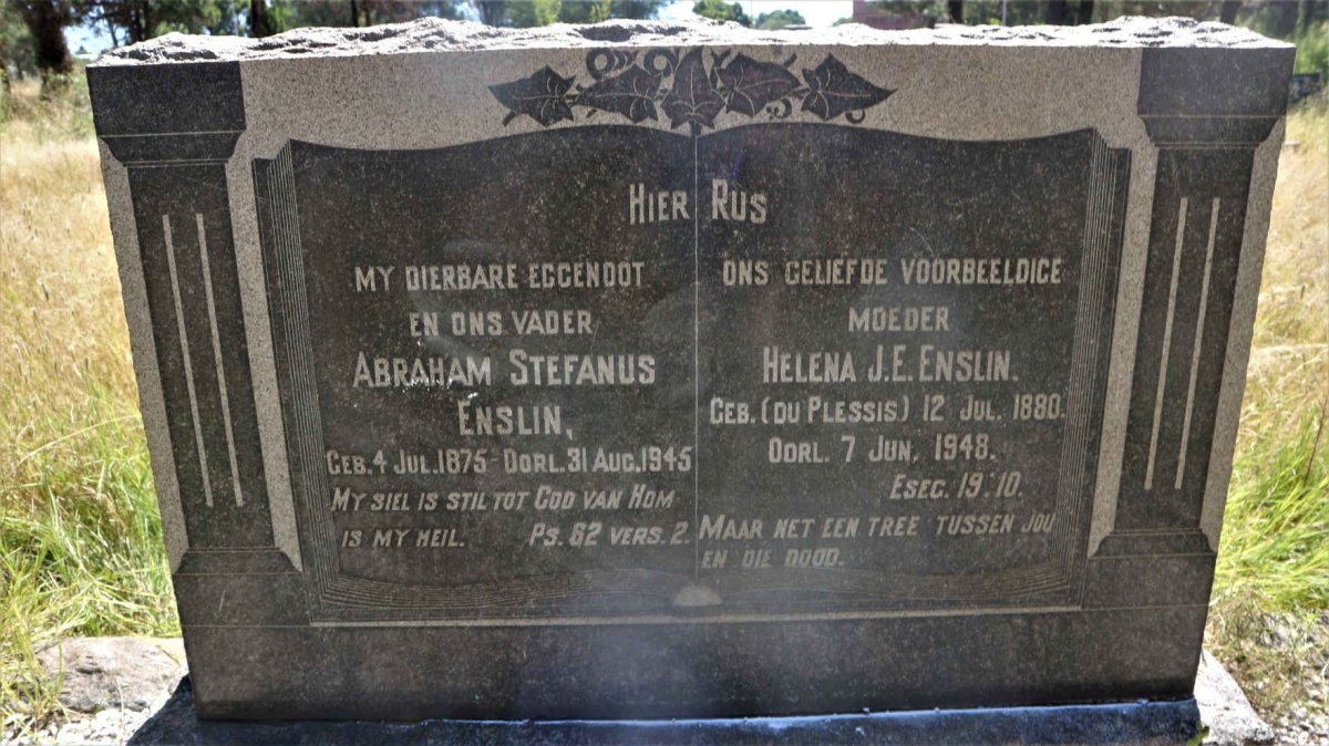 ENSLIN Abraham Stefanus 1875-1945 & Helena J.E. DU PLESSIS 1880-1948