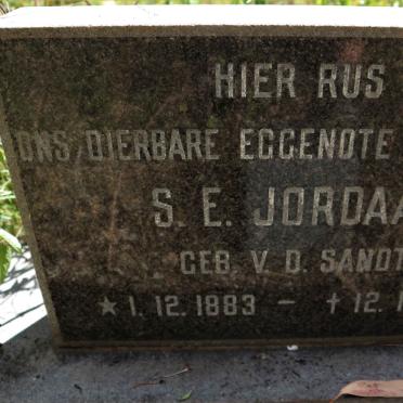 JORDAAN S.E. nee V.D. SANDT 1883-1942