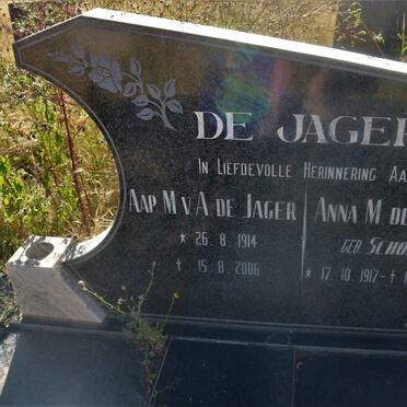 JAGER M.v.A., de 1914-2006 &amp; Anna M. SCHOLTZ 1917-2011