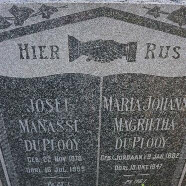 PLOOY Josef Manasse, du 1878-1955 &amp; Maria Johanna Magrietha JORDAAN 1882-1947