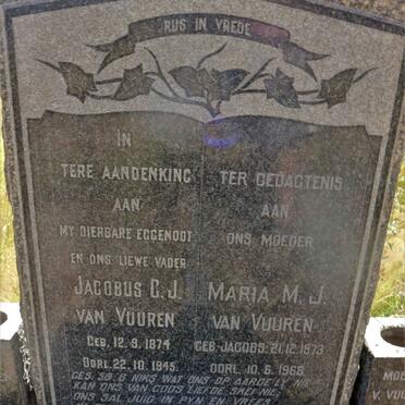 VUUREN Jacobus C.J., van 1874-1945 &amp; Maria M.J. JACOBS 1873-1968