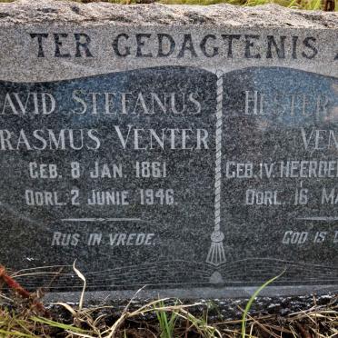VENTER David Stefanus Erasmus 1861-1946 &amp; Hester Johanna VAN HEERDEN 1870-1964