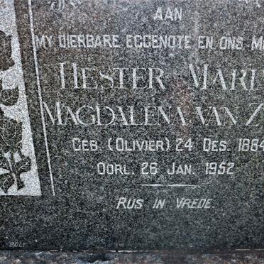 ZYL Hester Maria Magdalena, van nee OLIVIER 1884-1952