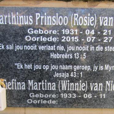 NIEKERK Marthinus Prinsloo, van 1931-2015 &amp; Gefina Martina 1933-