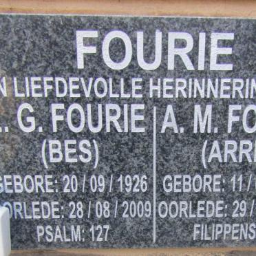 FOURIE A.M. 1925-2015 & E.G. 1926-2009