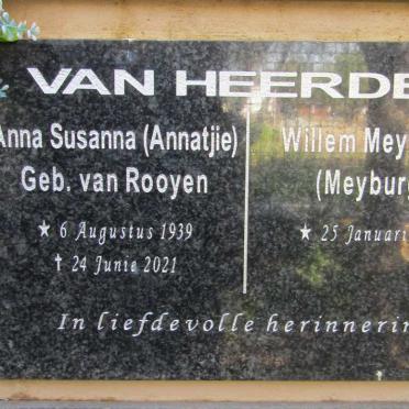 HEERDEN Willem Meyburgh, van 1939- & Anna Susanna VAN ROOYEN 1939-2021