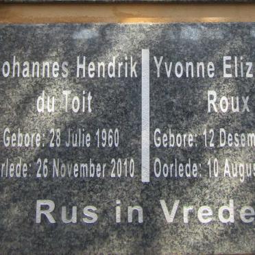 TOIT Johannes Hendrik, du 960-2010 :: ROUX Yvonne Elizabeth 1961-2016