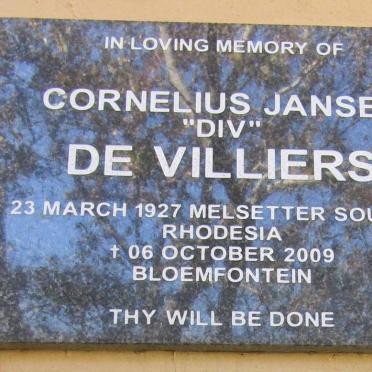 VILLIERS Cornelius Jansen, de 1927-2009