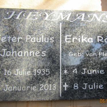 HEYMANS Pieter Paulus Johannes 1935-2013 & Erika Ronel VAN PLETSEN 1939-2009
