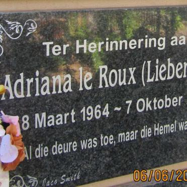 ROUX Adriana, le nee LIEBENBERG 1964-2016