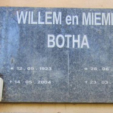 BOTHA Willem 1923-2004 &amp; Miemie 1926-1997
