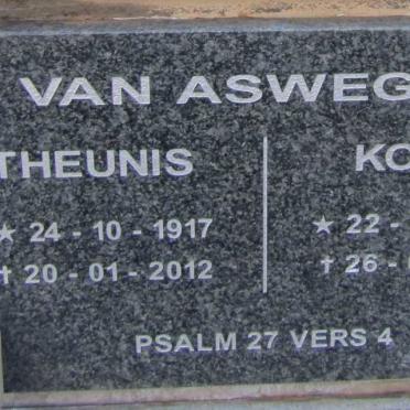 ASWEGEN Theunis, van 1917-2012 :: VAN ASWEGEN Kotie 1932-2015