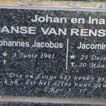 RENSBURG Johannes Jacobus, Janse van 1941- & Jacomina Gerrit 1941-202?