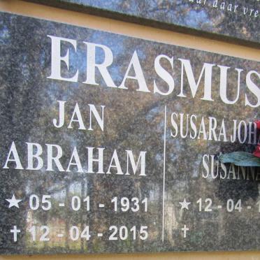 ERASMUS Jan Abraham 1931-2015 & Susara Johanna Susara 1938 -