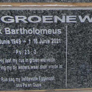 GROENEWALD Izak Bartholomeus 1949-2021