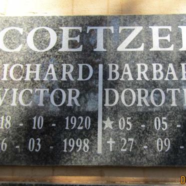 COETZEE Richard Victor 1920-1998 :: COETZEE Barbara Dorothy 1929-2018
