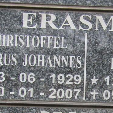 ERASMUS Christoffel Petrus Johannes 1929-2007 &amp; Veronica Dorothea 1932-2012