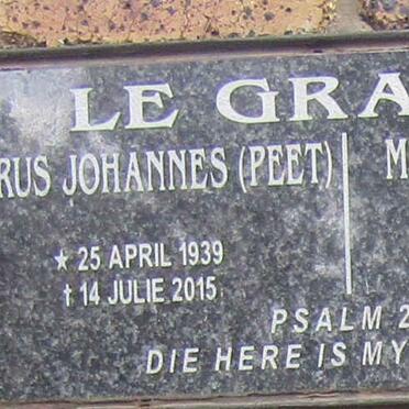 GRANGE Petrus Johannes, le 1939-2015 &amp; Maria Elizabeth STRYDOM 1939-