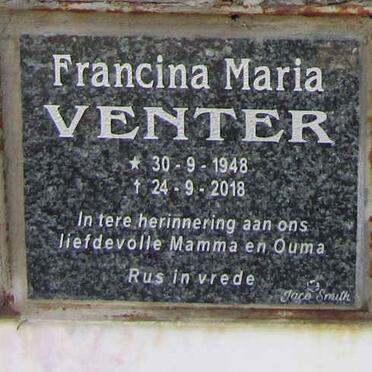 VENTER Francina Maria 1948-2018