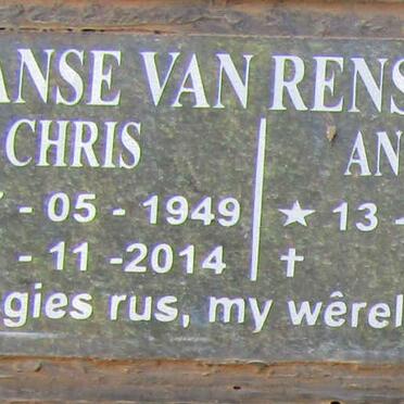RENSBURG Chris, Janse van 1949-2014 &amp; Annetjie 1952-