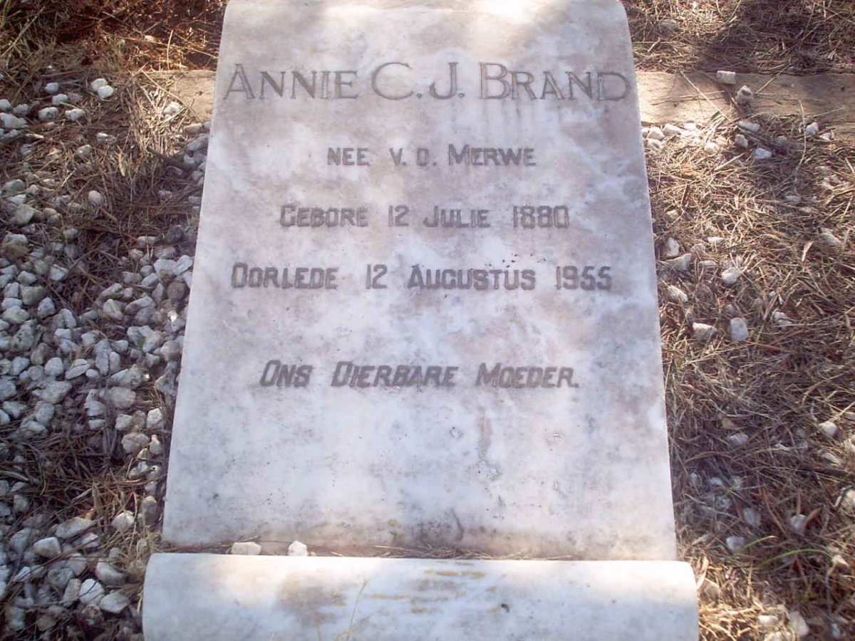 BRAND Annie C.J. nee V.D. MERWE 1880-1955