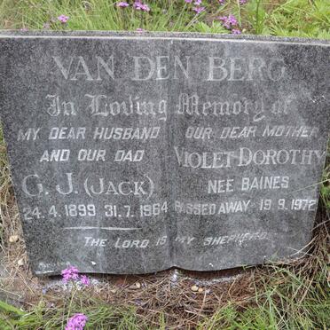 BERG G.J., van den 1899-1964 &amp; Violet Dorothy BAINES -1972