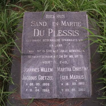 COETZEE Johannes Willem Jacobus 1908-1994 &amp; Martha Christina MARAIS 1909-2003
